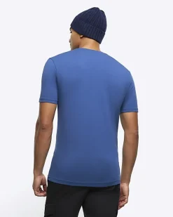 River Island muscle fit t-shirt Blue Fashion