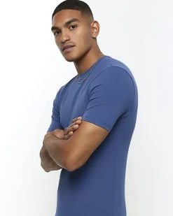 River Island muscle fit t-shirt Blue New