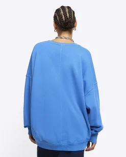 River Island oversized sweatshirt Blue Sale