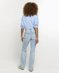 River Island patch stove pipe straight jeans Blue Outlet