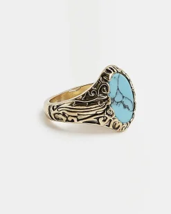 River Island print Pinky Ring Blue Discount