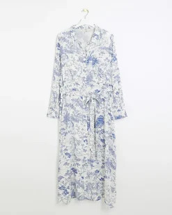 River Island printed shirt midi dress Blue New
