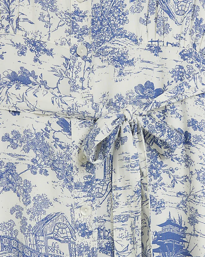 River Island printed shirt midi dress Blue New