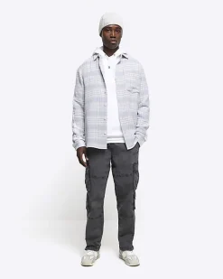River Island regular fit check long sleeve shirt Blue Online
