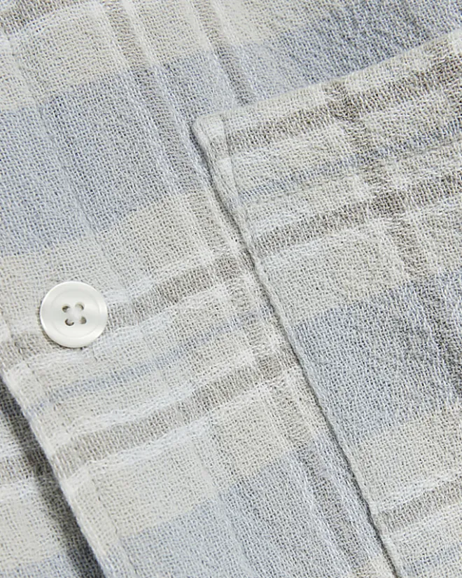 River Island regular fit check long sleeve shirt Blue Online