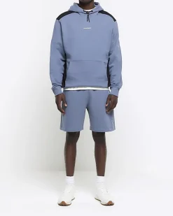 River Island regular fit colour block hoodie Blue Fashion