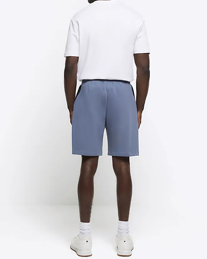 River Island regular fit elasticated shorts Blue New