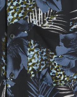 River Island regular fit floral short sleeve shirt Blue New