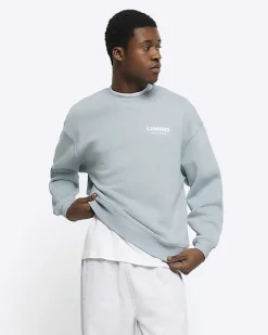 River Island regular fit graphic sweatshirt Blue Online