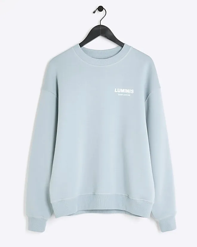 River Island regular fit graphic sweatshirt Blue Online