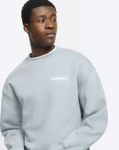 River Island regular fit graphic sweatshirt Blue Online