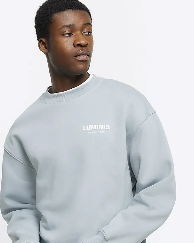River Island regular fit graphic sweatshirt Blue Online