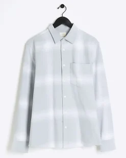 River Island regular fit plaid check shirt Blue Online