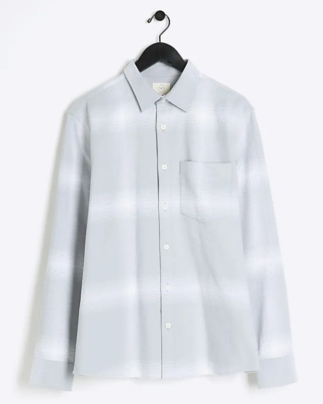 River Island regular fit plaid check shirt Blue Online