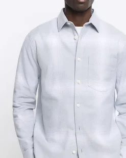 River Island regular fit plaid check shirt Blue Online