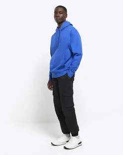 River Island regular fit plain hoodie Blue Hot
