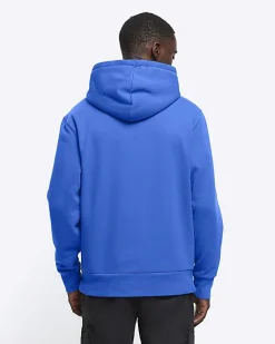 River Island regular fit plain hoodie Blue Hot