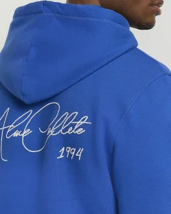 River Island regular fit script graphic hoodie Blue Fashion
