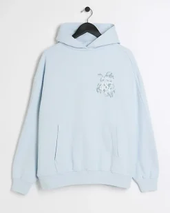 River Island regular fit snake graphic hoodie Blue Outlet