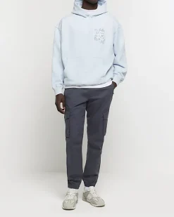 River Island regular fit snake graphic hoodie Blue Outlet
