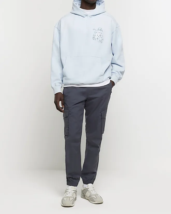 River Island regular fit snake graphic hoodie Blue Outlet