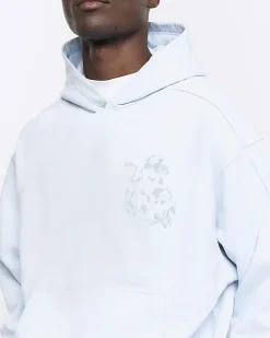 River Island regular fit snake graphic hoodie Blue Outlet