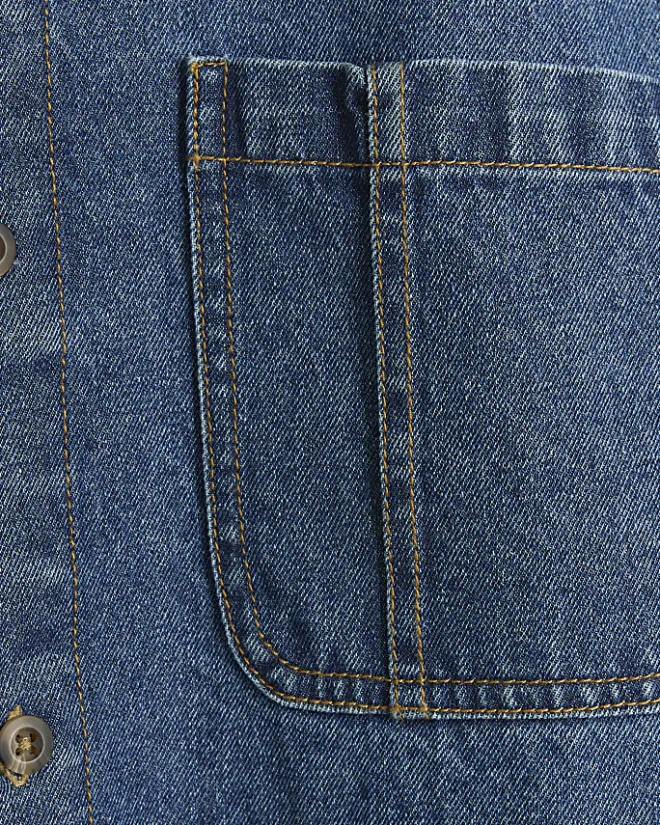River Island regular fit utility denim shirt Blue Online