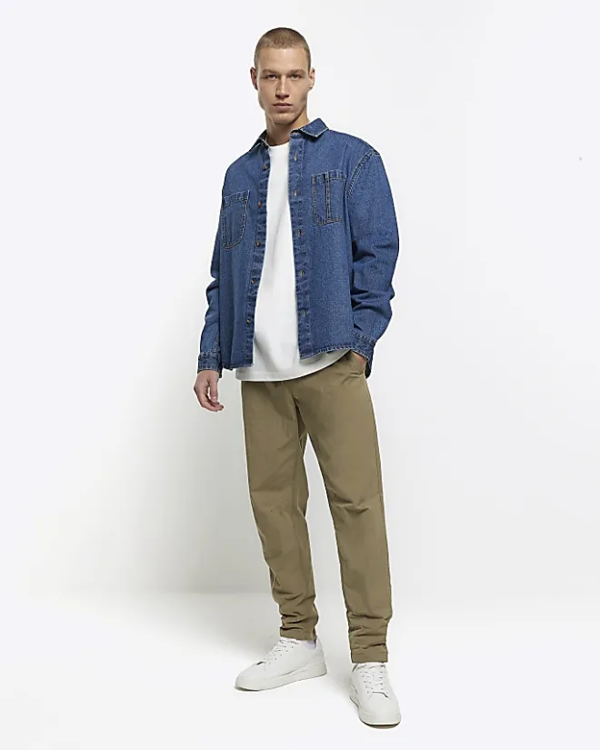 River Island regular fit utility denim shirt Blue Online