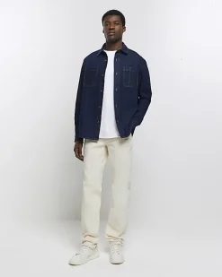 River Island regular fit utility denim shirt Blue Fashion