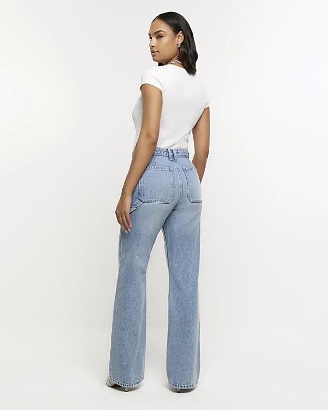 River Island relaxed straight cargo jeans Blue Clearance