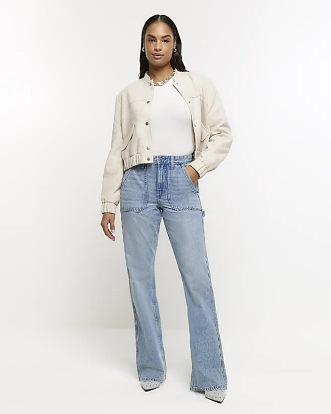 River Island relaxed straight cargo jeans Blue Clearance