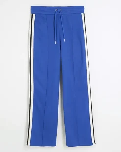River Island side stripe wide leg joggers Blue Sale
