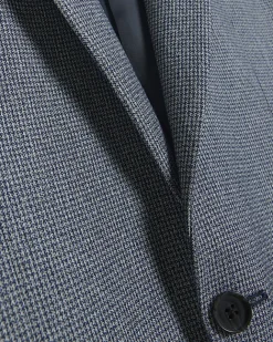 River Island skinny fit dogtooth suit jacket Blue New