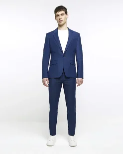 River Island skinny fit suit jacket Blue Best