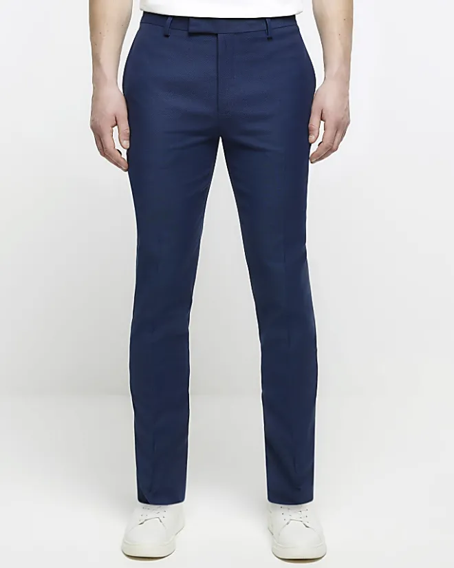 River Island skinny fit suit trousers Blue Online