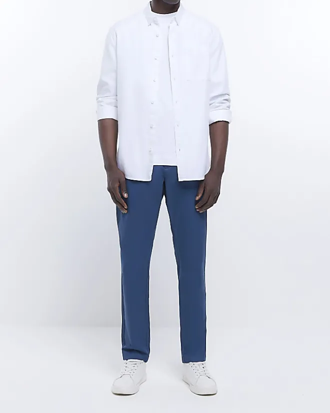 River Island slim fit casual chino trousers Blue Best