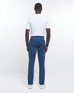 River Island slim fit casual chino trousers Blue Best
