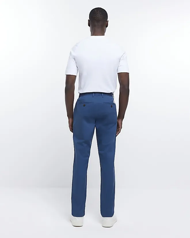 River Island slim fit casual chino trousers Blue Best