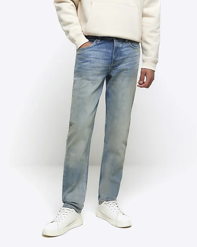 River Island slim fit faded jeans Blue Sale