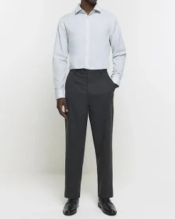 River Island slim fit long sleeve smart shirt Blue New