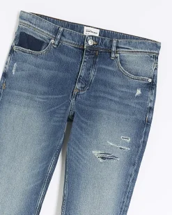 River Island Slim Fit Ripped Jeans Blue New