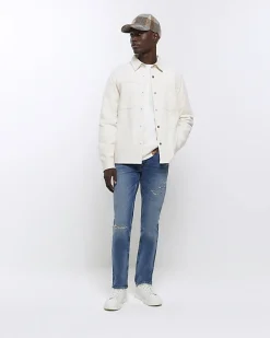River Island Slim Fit Ripped Jeans Blue New