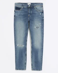 River Island Slim Fit Ripped Jeans Blue New