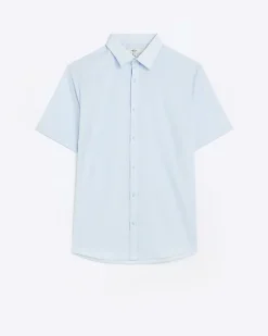River Island slim fit short sleeve shirt Blue Fashion