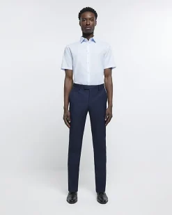 River Island slim fit short sleeve shirt Blue Fashion