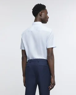 River Island slim fit short sleeve shirt Blue Fashion