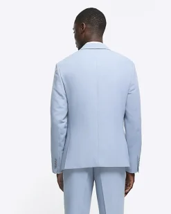 River Island slim fit textured suit jacket Blue Sale