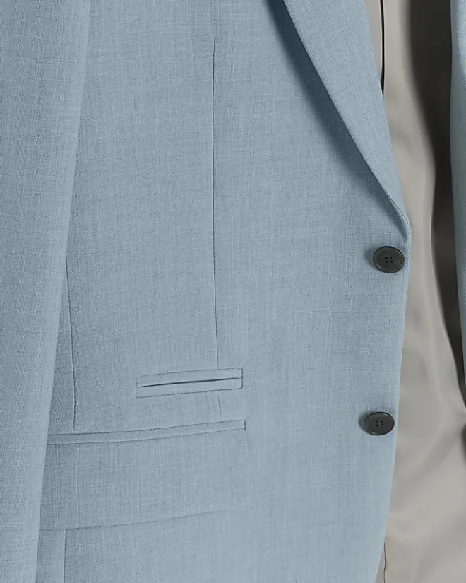 River Island slim fit textured suit jacket Blue Sale