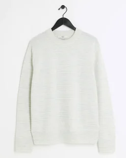 River Island slim fit wool blend crew jumper Blue Discount