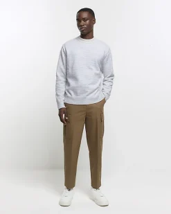 River Island slim fit wool blend crew jumper Blue Discount